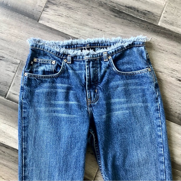 Vintage Y2K Express Ultra Low Rise Frayed Flare Leg Jeans - Picture 3 of 10